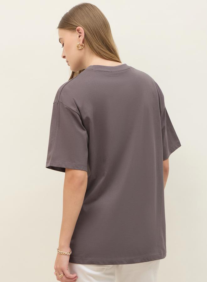 ستايلي تيشيرت بطبعة شعار كبير الحجم - Image 5